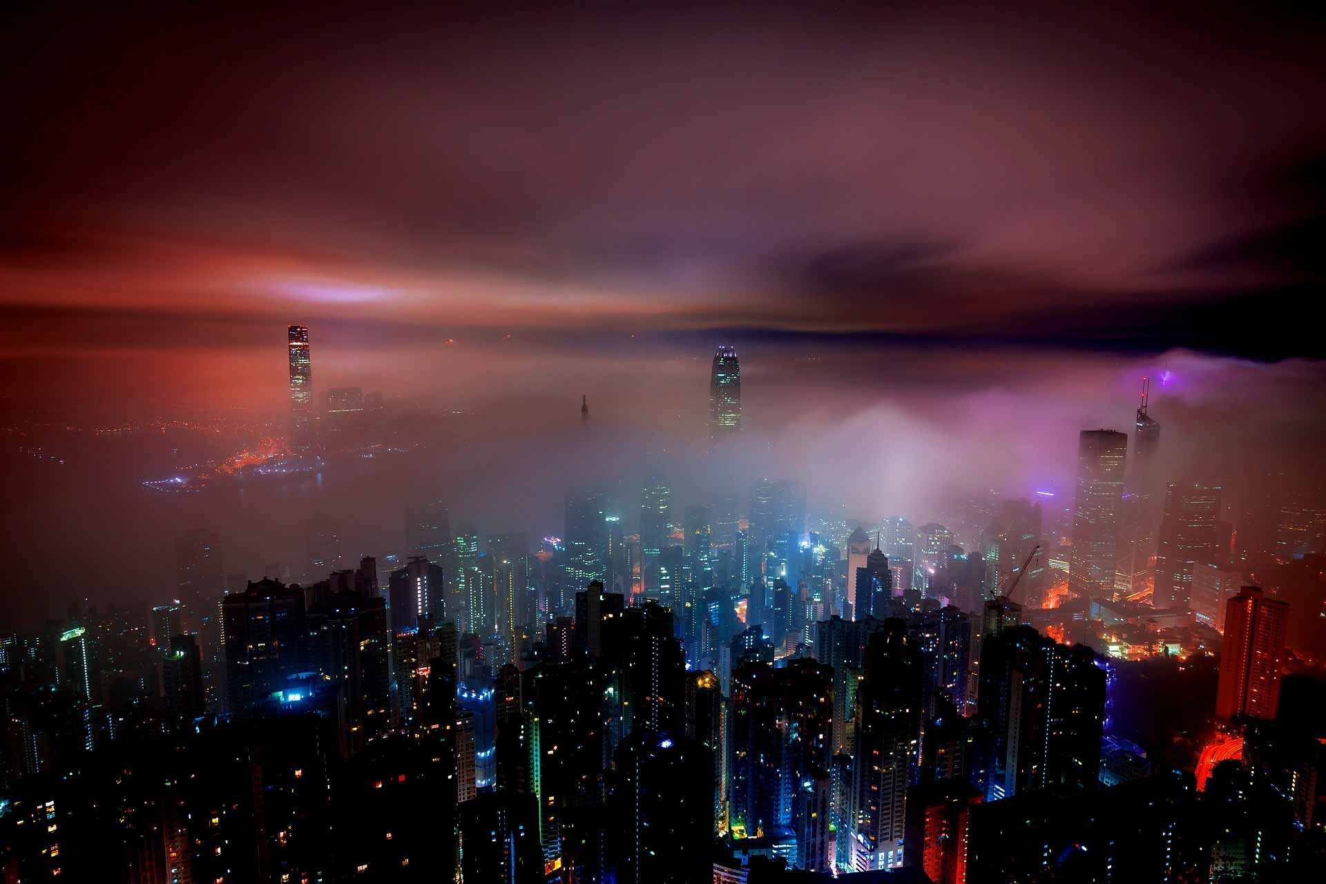 Hong Kong clouds by night