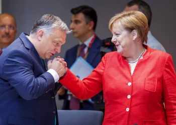 Viktor Orban with Angela Merkel