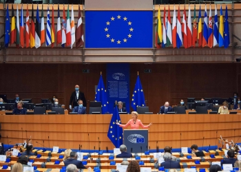 Ursula von der Leyen President of the European Commission in European Parliament in Brussels