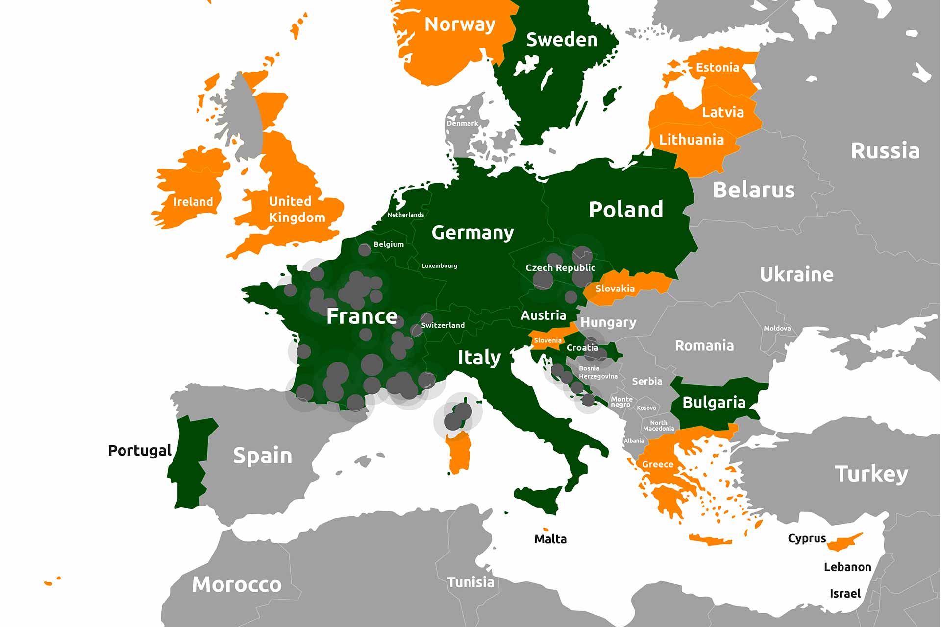 EU COVID19 colour code of Europe / EU coloured map