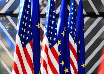 EU USA flags at the EUropean Council