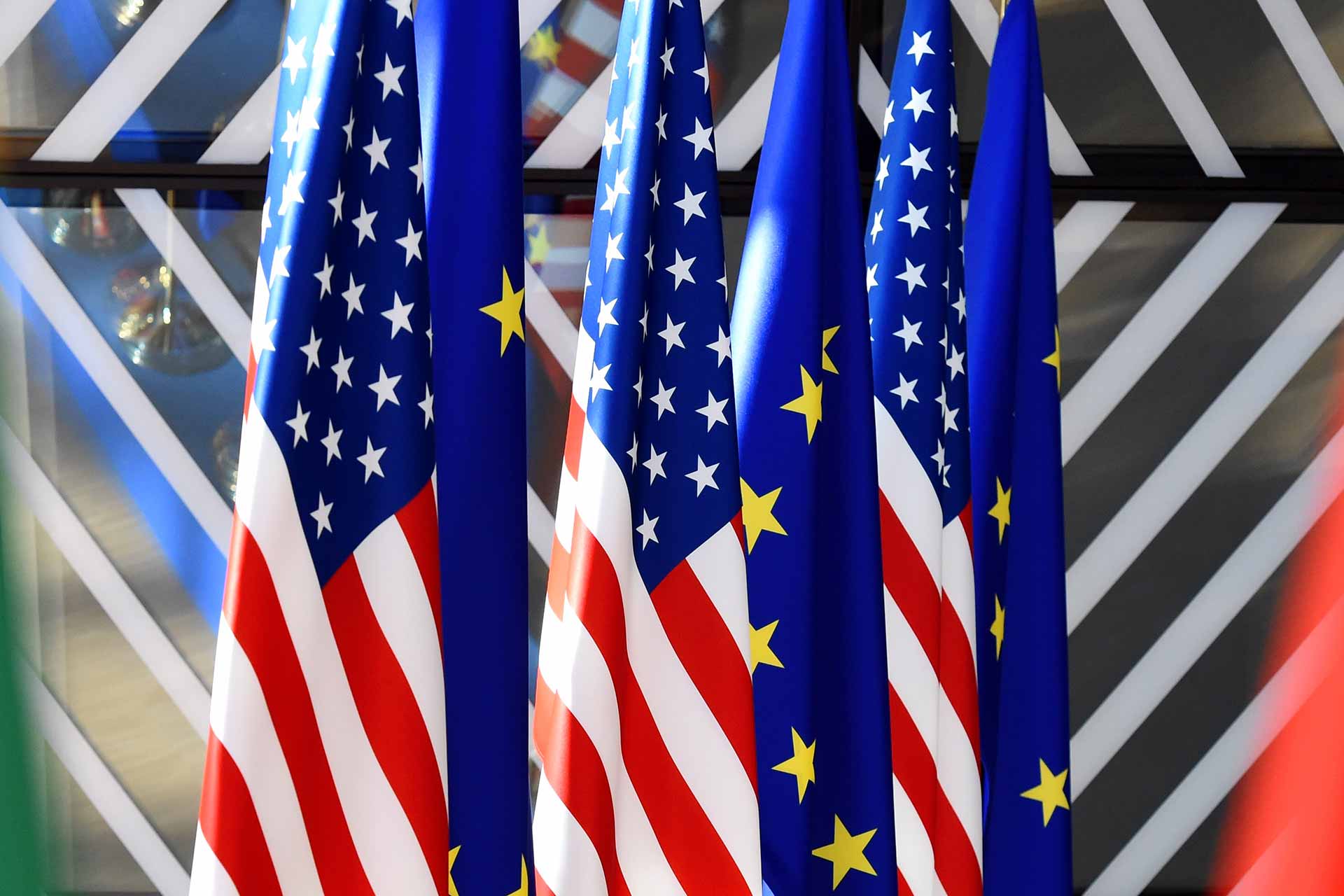 EU USA flags at the EUropean Council