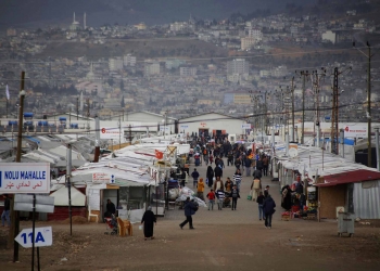 A street in the refugee camp tents Kahramanmaras