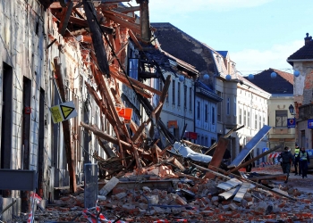 Destroyed houses in Petrinja, some 50kms from Zagreb, after the town was hit by an earthquake of the magnitude of 6,4 on December 29, 2020