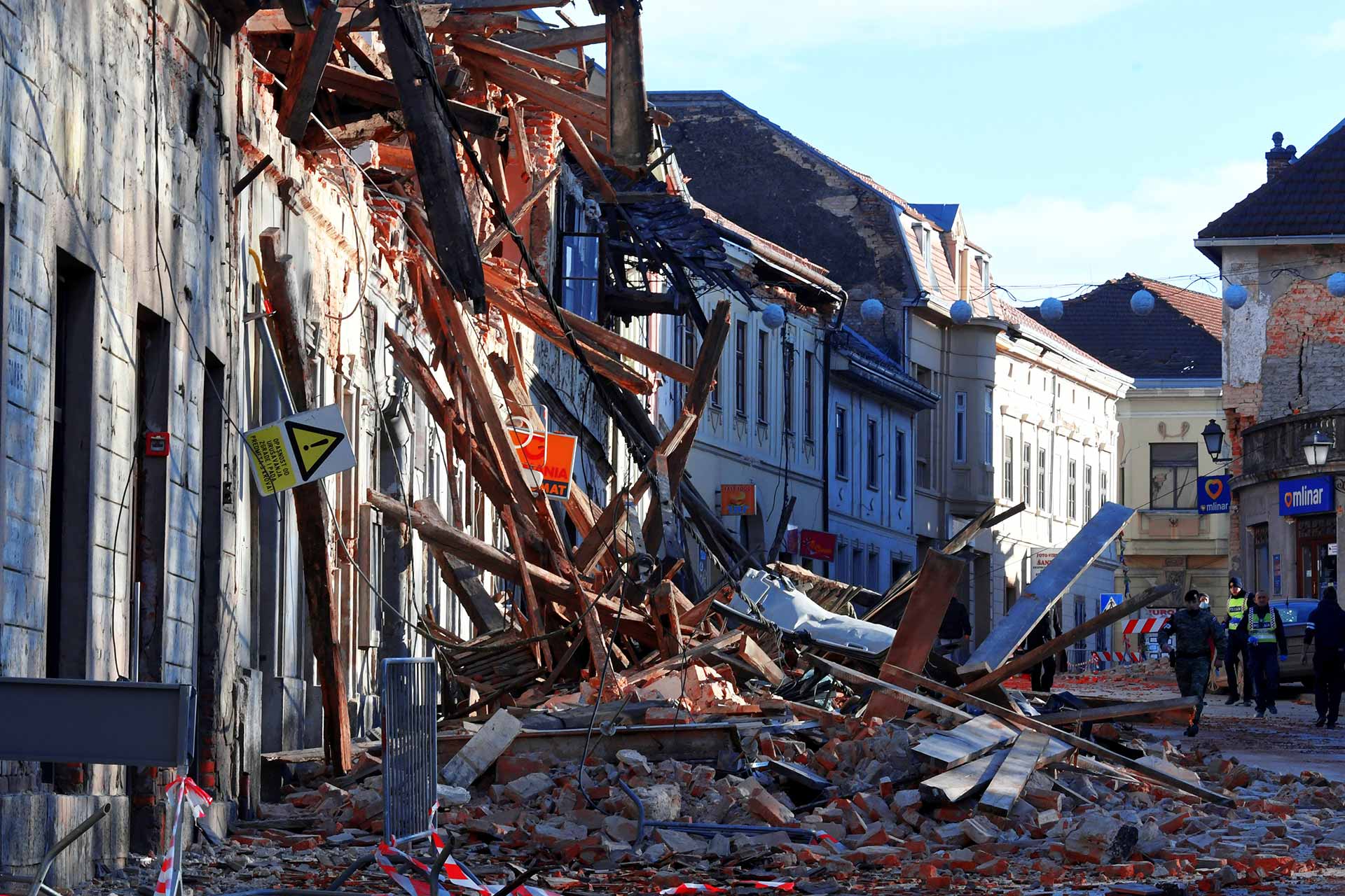 Destroyed houses in Petrinja, some 50kms from Zagreb, after the town was hit by an earthquake of the magnitude of 6,4 on December 29, 2020