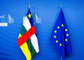 Flags of the European Union and the Central African Republic CAR