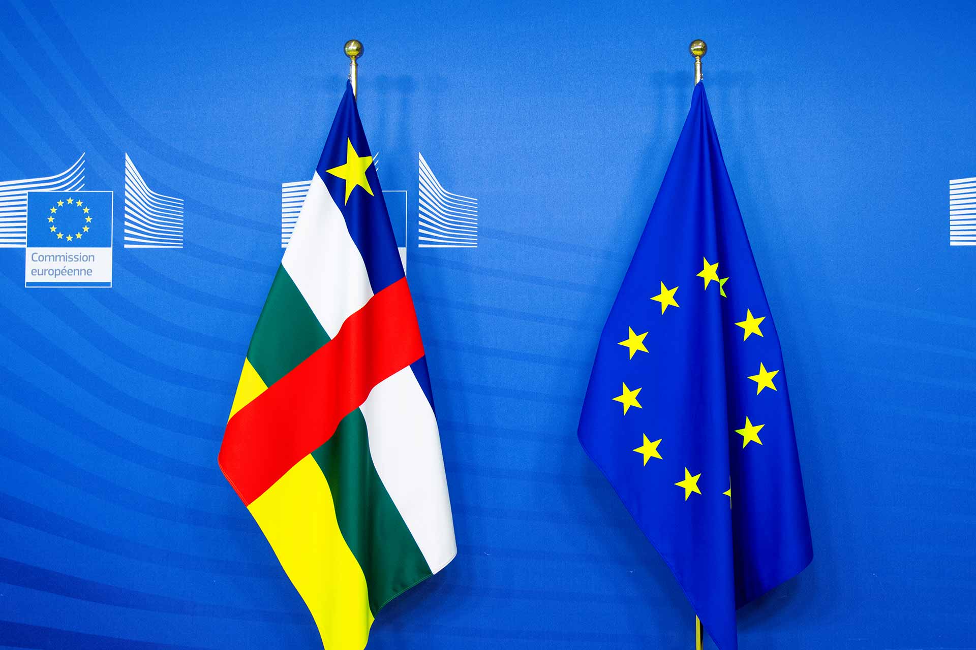Flags of the European Union and the Central African Republic CAR