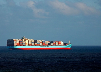 container ship on the sea