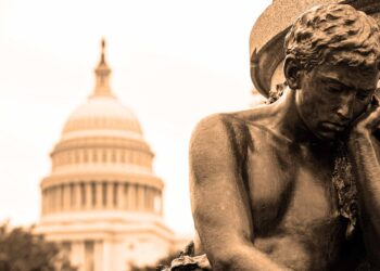 Capitol building USA Washington DC man-statue