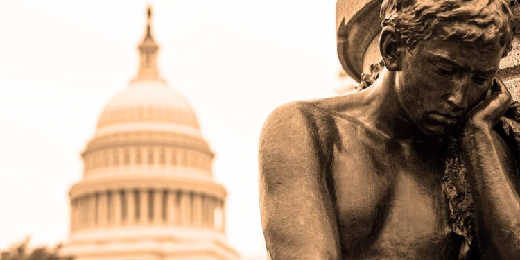 Capitol building USA Washington DC man-statue