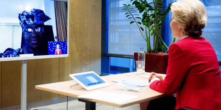 Videoconference between Ngozi Okonjo-Iweala, Chair of the Board of Gavi, Special Envoy for the World Health Organization (WHO) Access to COVID-19 Tools (ACT) Accelerator, and Ursula von der Leyen, President of the European Commission