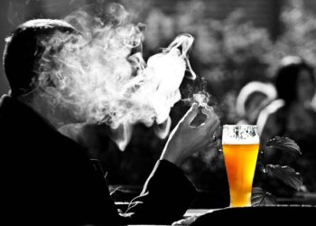 Man smoking - beer Alcohol and Tobacco