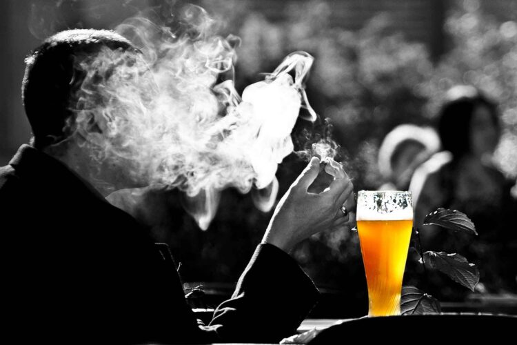 Man smoking - beer Alcohol and Tobacco