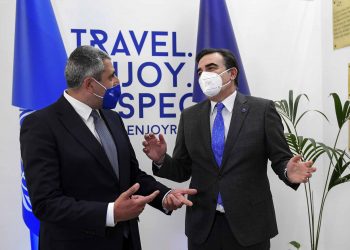 Zurab Pololikashvili, Secretary-General of UNWTO, on the left, and Margaritas Schinas